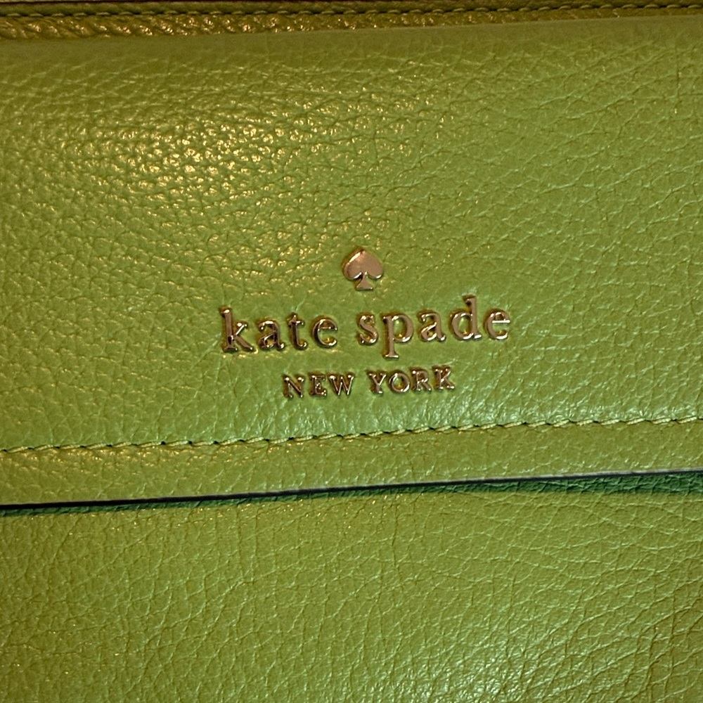 kate spade Lime Green Pebbled Leather Fanny Pack with Striped Strap - Picture 2 of 6